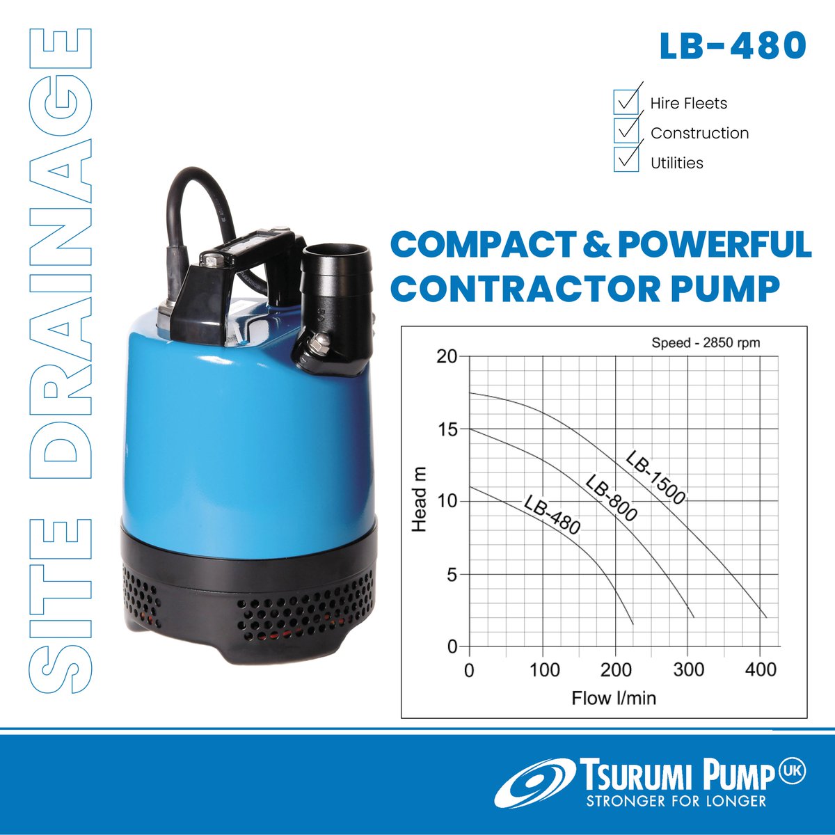 The LB-480 is a lightweight & robust single-phase contractors' pump used widely by tool rental companies, utilities & in the construction industry. Considered the “hire industry standard”, early models have been used since the 1970’s.

#StrongerForLonger