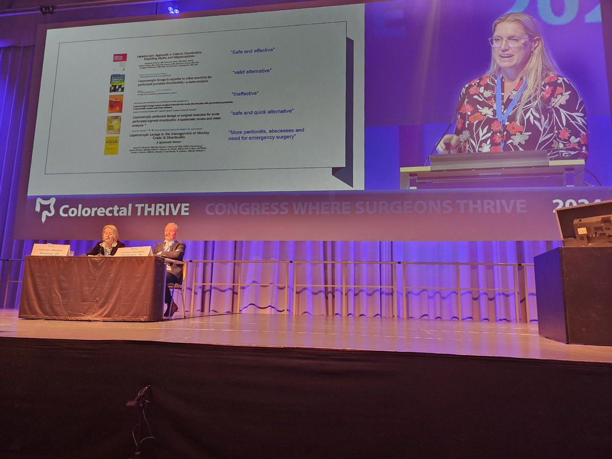colothrive's tweet photo. @AmyLightnerMD takes on complicated diverticulitis and emergency surgical care at #THRIVE24 making sense of contradictory results and literature to provide clarity and spund practice recommendations #colorectalsurgery https://t.co/1LM6NIWfK6