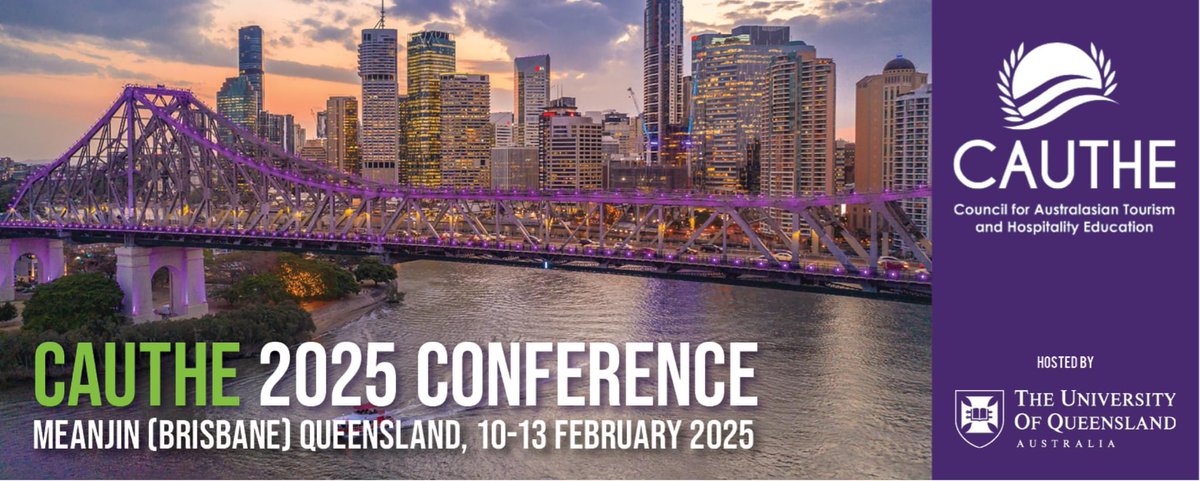 🌟 Save the Date!  🌟

35th Annual CAUTHE Conference 
Meanjin | Brisbane, Australia 
10 - 13 February 2025

CAUTHE - Council for Australasian Tourism and Hospitality Education

See you there! 🙌