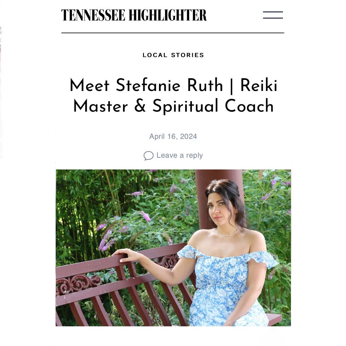 Thank you Tennessee Highlighter for having me! Check out the article - link in my story!✨ tennesseehighlighter.com/meet-stefanie-… #spiritualmentor #spiritualgrowth #spiritualjourney #reikimaster #psychicgifts #energyhealing #energyiseverything💫