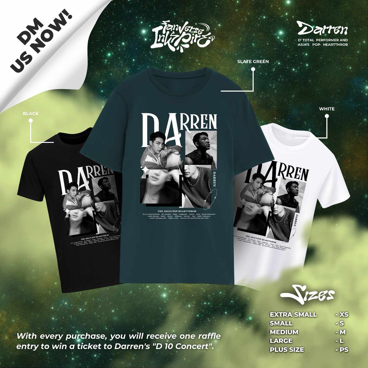 Hindi 𝘽𝙄𝘽𝙄𝙏𝘼𝙒 𝙉𝘼 for today's videyoww! Ito na ang #DARREN #FanverseInkspired merch para sa inyo, DARRENatics! 💚

Twist? 🌪️ Every purchase, maaring mapa sa 𝙄𝙔𝙊 ang ticket ng "DARREN: #D10 CONCERT!" 🫣

OPEN THE LINK BELOW TO BUY!
 bit.ly/darrenfanverse

<a href="/Espanto2001/">Darren</a>
