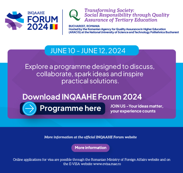 The programme for the #INQAAHEForum2024 is here! Don't miss out - register now & secure your spot in the parallel sessions (limited availability). ➡️ Programme: inqaahe.org/sites/default/… ➡️ Register: inqaahe2024-aracis.ro/registration/