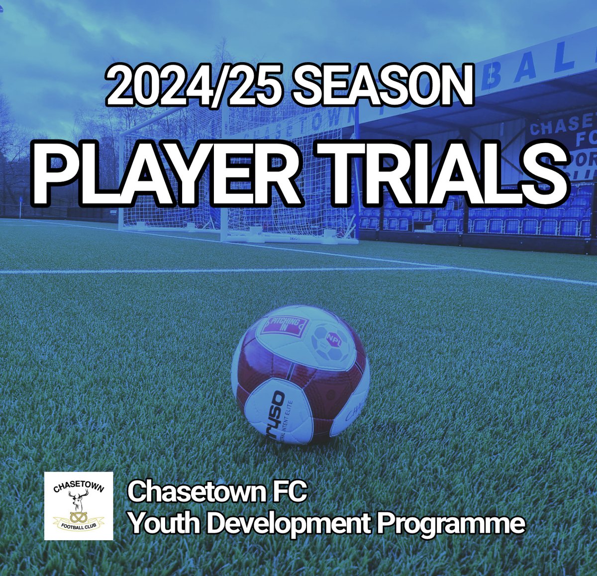 📣 TRIAL DATES: Chasetown YDP (2024/25) ⚽

1/2 - Please read both parts of this thread to learn how to apply

Dates: 7th, 9th, 14th, 16th, 21st &amp; 23rd May (Saturdays TBC)