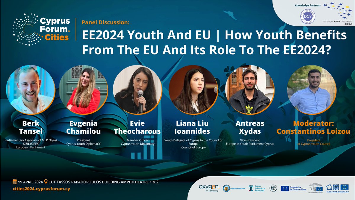 EE2024 Youth And EU | How Youth Benefits From The EU And Its Role To The EE2024?
 
Learn more & save your seat here 👉 cities2024.cyprusforum.cy
 
#CyprusForumCities #UrbanDevelopment #Sustainability #UseYourVote #EUelections