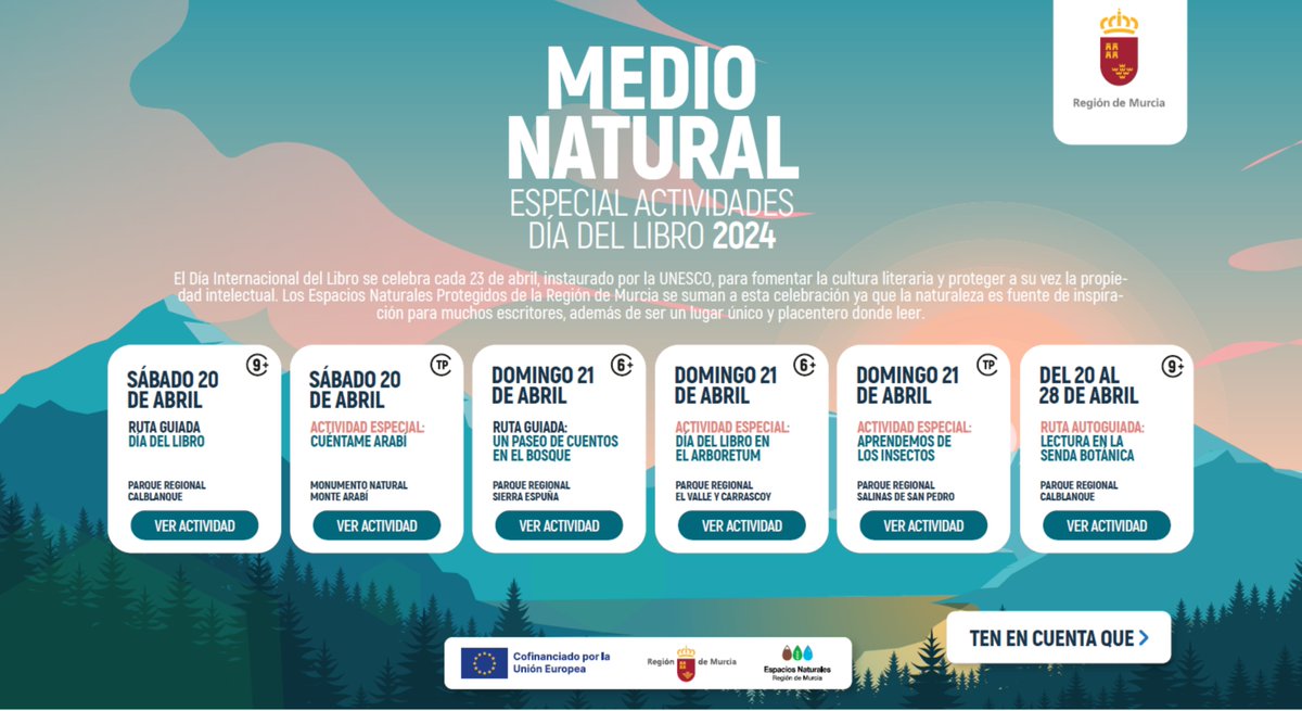 Descubre las #ActividadesEspeciales del #DíaInternacionalDelLibro y celébralo en los #EspaciosNaturalesProtegidos 📖🌲 🌳 ¡@CalblanquePR @MonteArabiMN @SierraEspunaPR @ElVallePR @SalinasSPedroPR te esperan! Inscripciones gratuitas ⬇️ drive.google.com/file/d/1wRB5mn… #Libro #Naturaleza