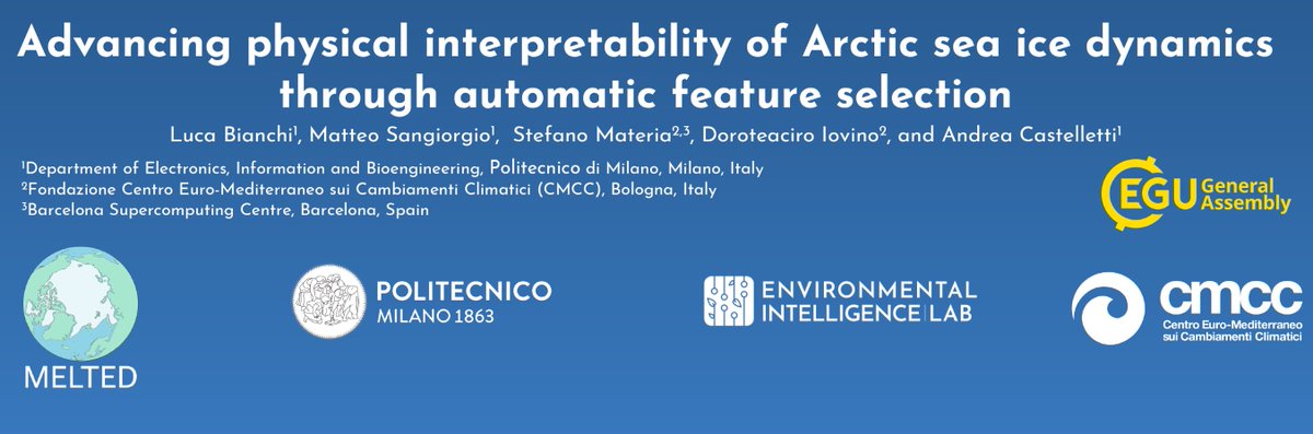 Interested in Arctic sea ice modeling by machine learning and feature selection techniques? Come to our poster #EGU24 tomorrow (Thu, 18 Apr) at 10:45 - Hall X4 (X4.27). See you there!!! Abstract here meetingorganizer.copernicus.org/EGU24/EGU24-10…