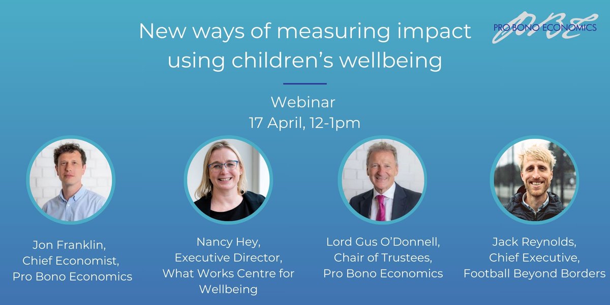 🔔Our webinar is about to start! Follow the link below to hear about the exciting new ways of measuring impact that @FBeyondBorders has used to evaluate the power of a trusted adult in improving young people's wellbeing. 💻17 April @12pm probonoeconomics.com/Event/new-ways…