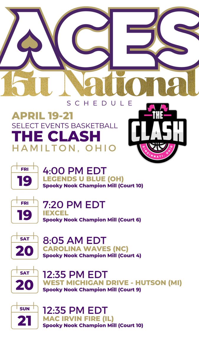 ✅17U, 16U, 15U National Teams
📍Hamilton, OH
🔥The Clash - Select 40