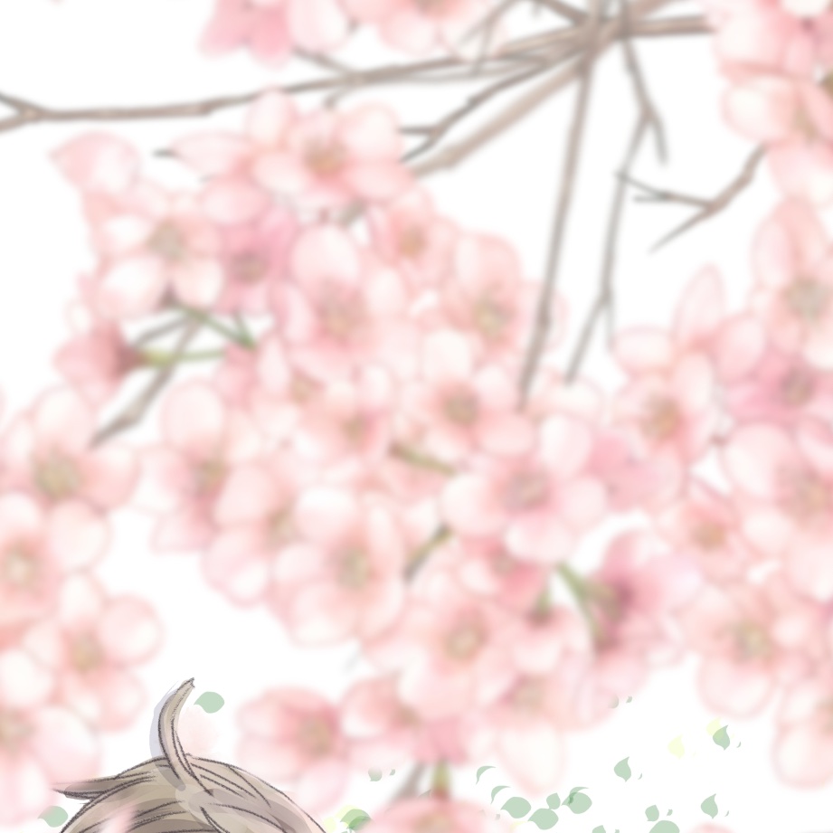 1girl solo brown hair white background 1boy ahoge flower  illustration images