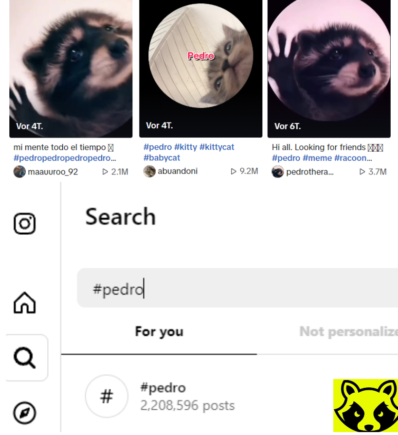 RaveRacoonSol's tweet photo. PEDRO GOING MORE VIRAL EVERY DAY ! π¨π¨
2 MILLION POSTS ON INSTAGRAM WITH HASHTAG PEDRO, TIKTOKS WITH PEDRO DOING MILLIONS OF VIEWS IN A FEW DAYS ! π₯π₯π₯
IF YOU STILL WANNA FADE THIS MEME, DONT BE SALTY LATER π€·ββοΈ
FOLLOW US ON X, JOIN OUR TG AND $RAVE WITH US !πΈπΈπΈπΈππππ
#RAVERACOON #Pedro #viral #memecoin #X100GEM