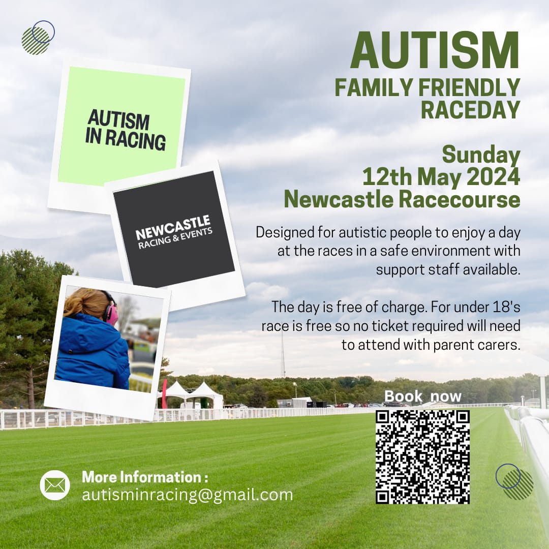 We are delighted to have Autism in Racing back to the North East to host a Autism-Friendly day on 12th May for our Sunday Funday 🌟 If you would like to attend, follow the link or scan the QR code to book. brnw.ch/21wITEX #AutismAwareness #Autism