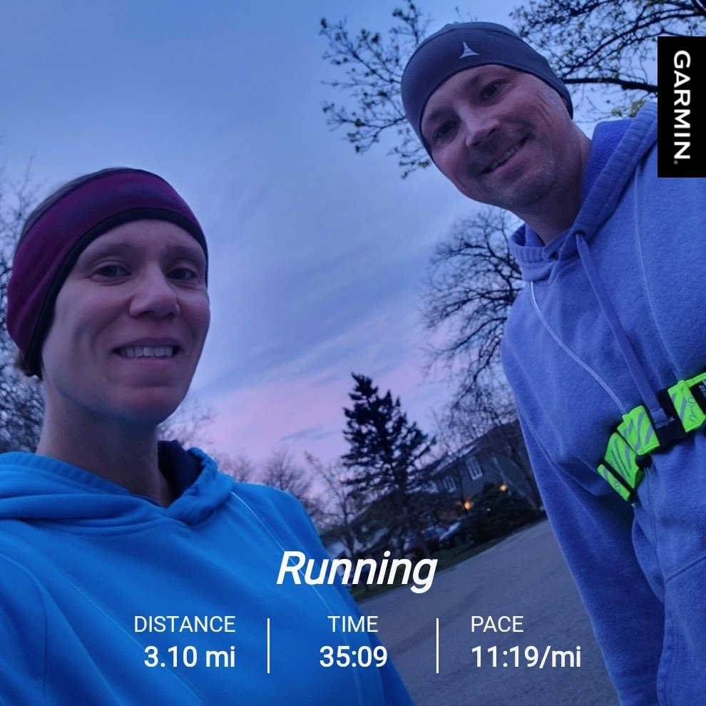 Missed yesterday morning, but got out this morning before the rain hits all day! Legs were feeling heavy still after Monday's leg workout, but I'm glad we got out there! Happy Wednesday! #running #run #medalchasers #springrunning #5k #wednesdaymotivation #workoutwednesday