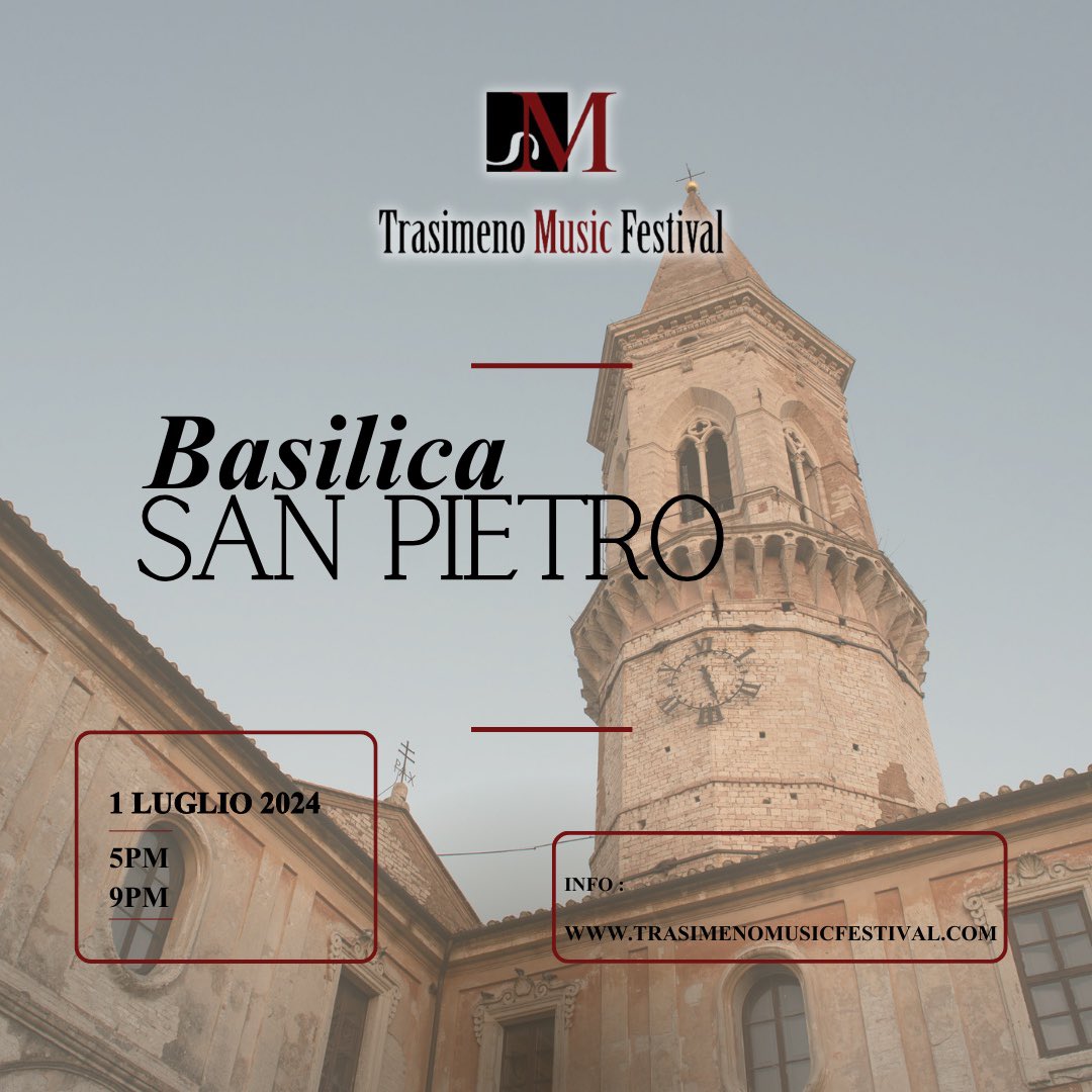 In July, the Trasimeno Music Festival will continue its journey to Perugia! ✨

🎶 On July 1st, concerts will take place at the majestic Basilica of San Pietro in Perugia, next to the wonderful Giardini del Frontone. ⛪🌳
@HewittJSB 

#TrasimenoMusicFestival
(1/5)