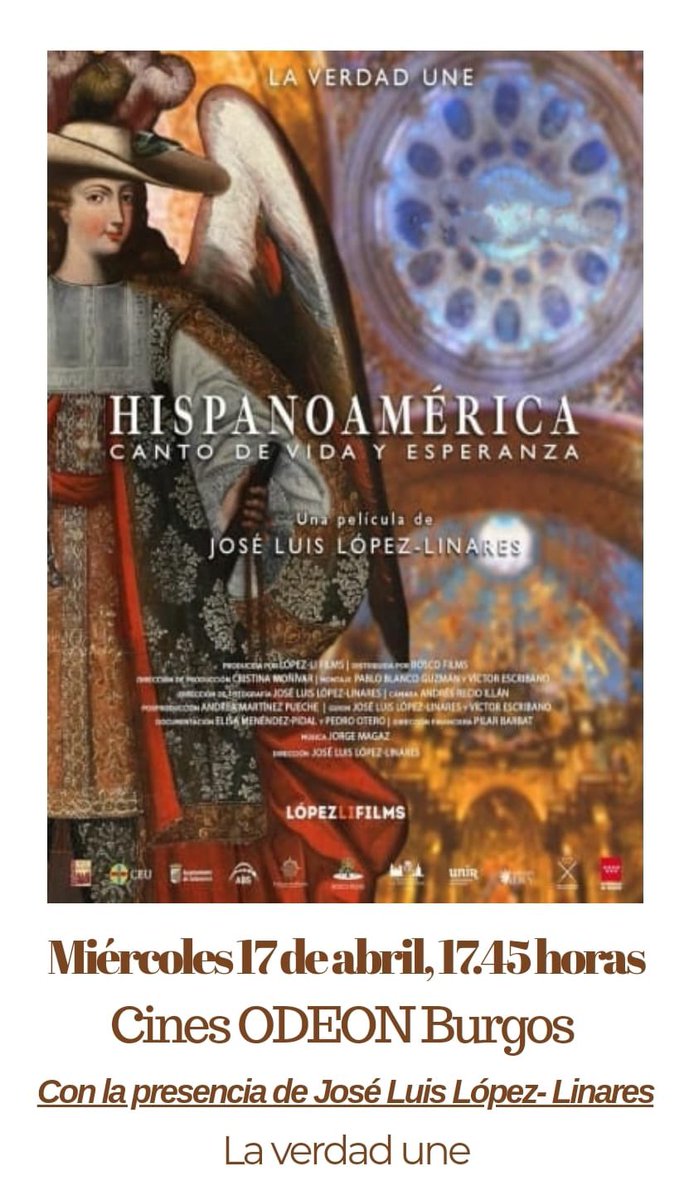 Hoy a las 17.45 proyección de Hispanoamérica con el director José Luis López Linares, en los Cines Odeón @OdeonMulticines en Burgos .