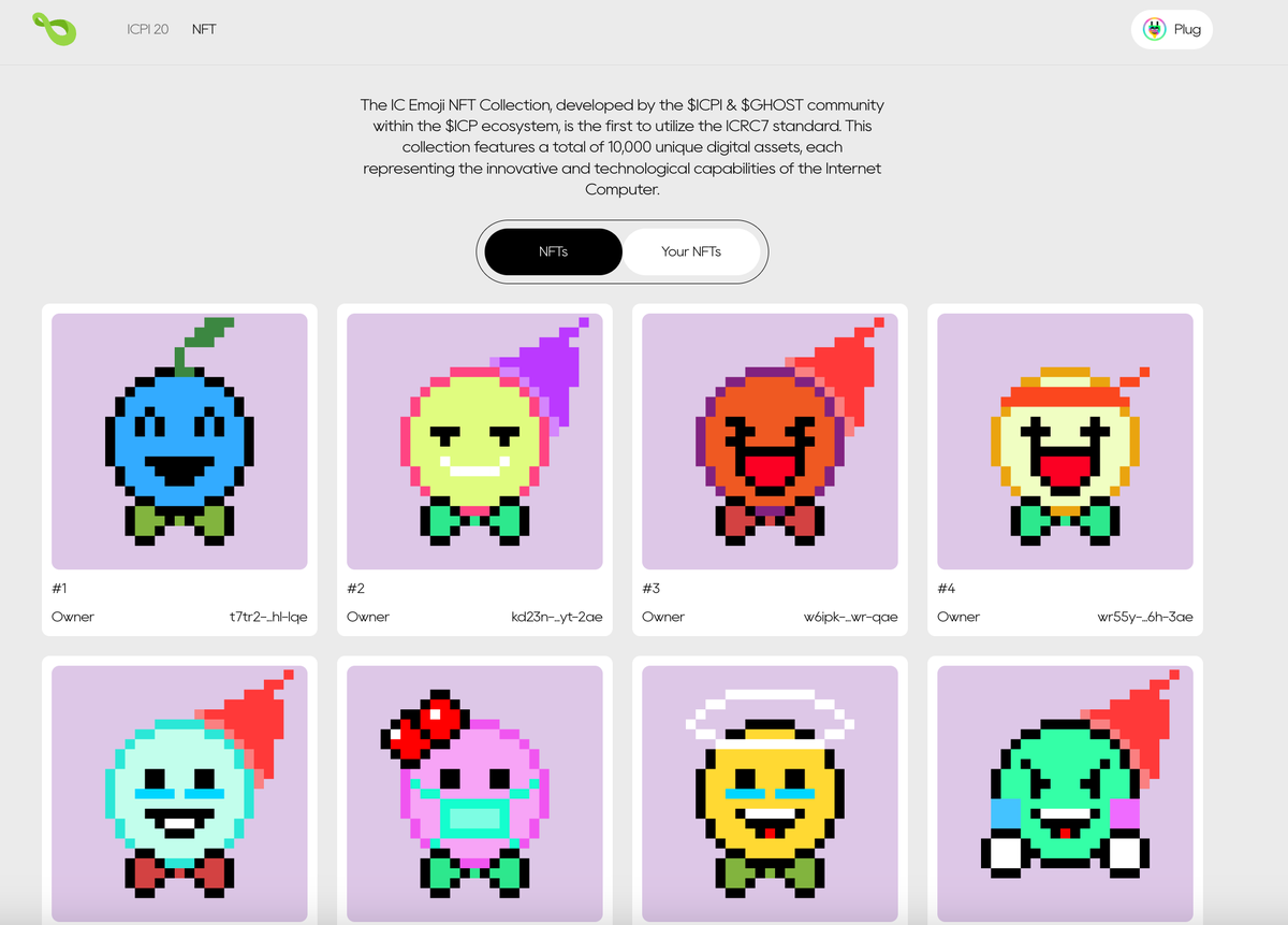 ghost_icp's tweet photo. The IC Emoji NFT Collection, developed by the $ICPI & $GHOST community within the $ICP ecosystem, is the first to utilize the #ICRC7 standard. This collection features a total of 10,000 unique digital assets, each representing the innovative and technological capabilities of the Internet Computer. @dfinity 
https://t.co/JfsLYzb4Yd