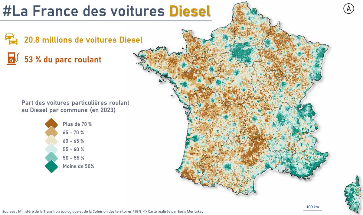 ⛽️🚗 Part des voitures #Diesel par commune 🗺

✅Premiere exploration d'une géographie du #Diesel

Données : …stiques.developpement-durable.gouv.fr/donnees-sur-le…