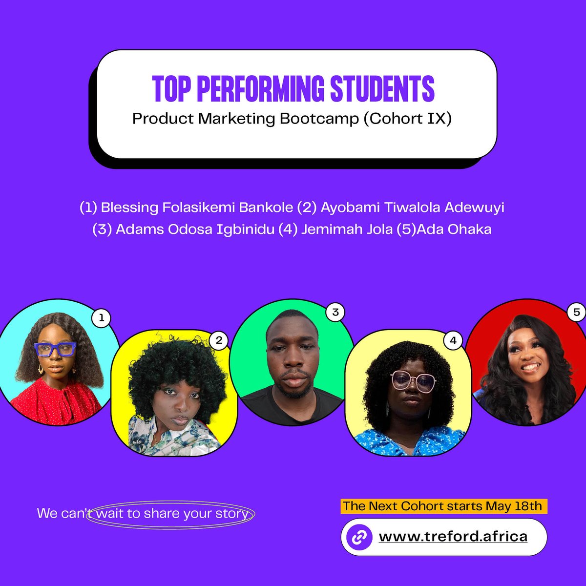 trefordafrica's tweet photo. What we love about this cohort (9) is the selfless spirit of everyone brought to class to collaborate and support one another. 

And we have these amazing members who showed outstanding skills throughout. 

Congratulations Blessing, Ayobami, @adam_srae, @arctiwa, @adaaaa_ https://t.co/jafqHJalh4