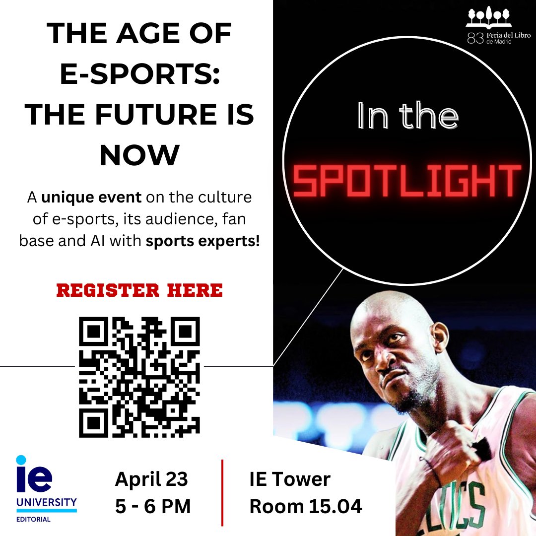 IE Editorial, with @FLMadrid and @iehumanities , invites you to the celebration of the World Book Day with a unique event on the culture of e-sports, its audience, fan base, and AI with sports experts @efcantelli @josempuertas & @pantxopaniagua Register: bit.ly/3JmzTPV