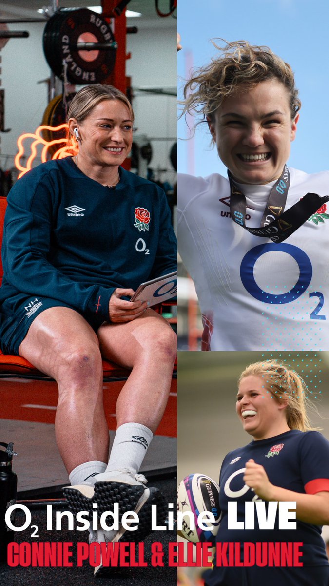 Red Roses (@redrosesrugby) on Twitter photo Got a question for <a href="/elliekildunne/">ellie kildunne</a> or <a href="/conniepowell_/">Connie Powell</a>?
Share it below, and <a href="/huntie_1/">Natasha 'Mo' Hunt</a> will be putting the best ones to the Red Roses duo tonight on O2 Inside Line LIVE, right here on X at 19:45 BST ⏳
Oh, and our favourite question wins a signed shirt 😎
<a href="/O2/">O2</a> | #WearTheRose Got a question for <a href="/elliekildunne/">ellie kildunne</a> or <a href="/conniepowell_/">Connie Powell</a>?
Share it below, and <a href="/huntie_1/">Natasha 'Mo' Hunt</a> will be putting the best ones to the Red Roses duo tonight on O2 Inside Line LIVE, right here on X at 19:45 BST ⏳
Oh, and our favourite question wins a signed shirt 😎
<a href="/O2/">O2</a> | #WearTheRose
