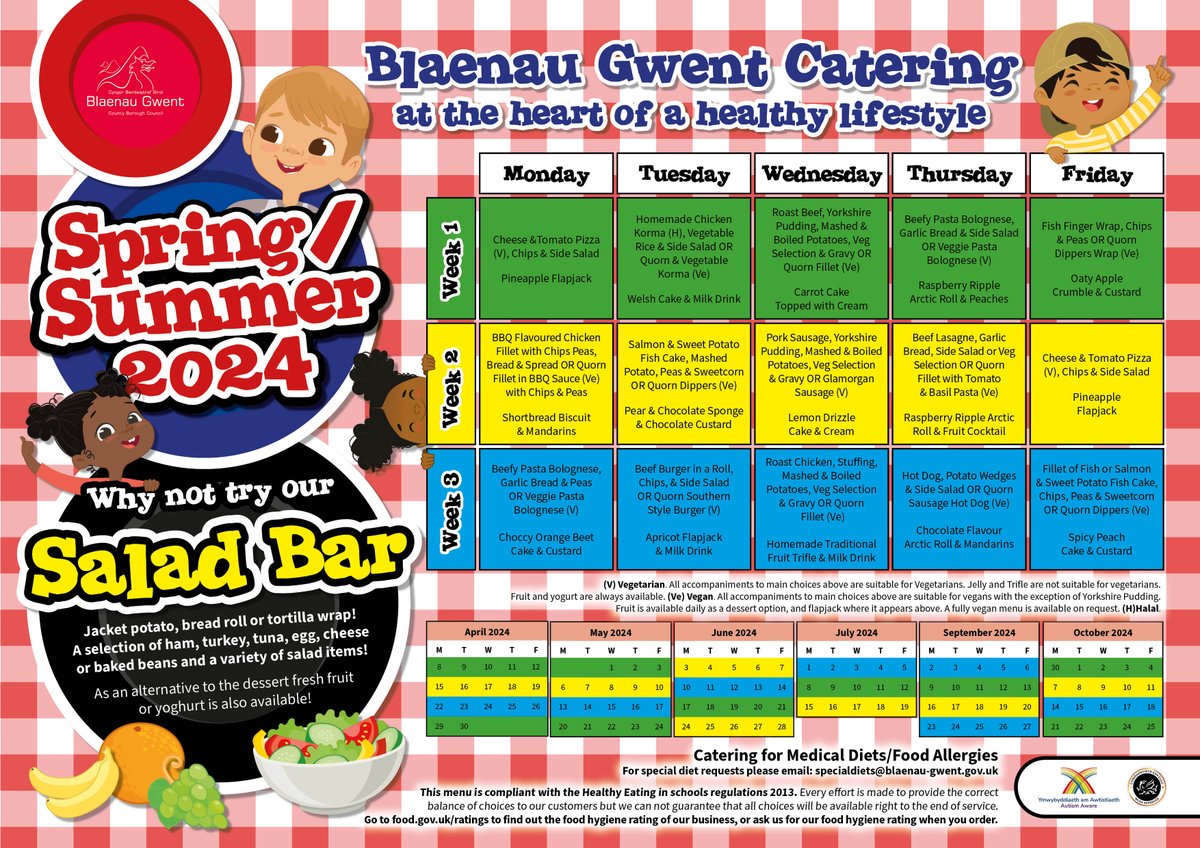 Blaenau Gwent Schools Meals Catering Service – New School Meal Menu – explore our exciting Spring/Summer school menu choices: loom.ly/3bnYa00