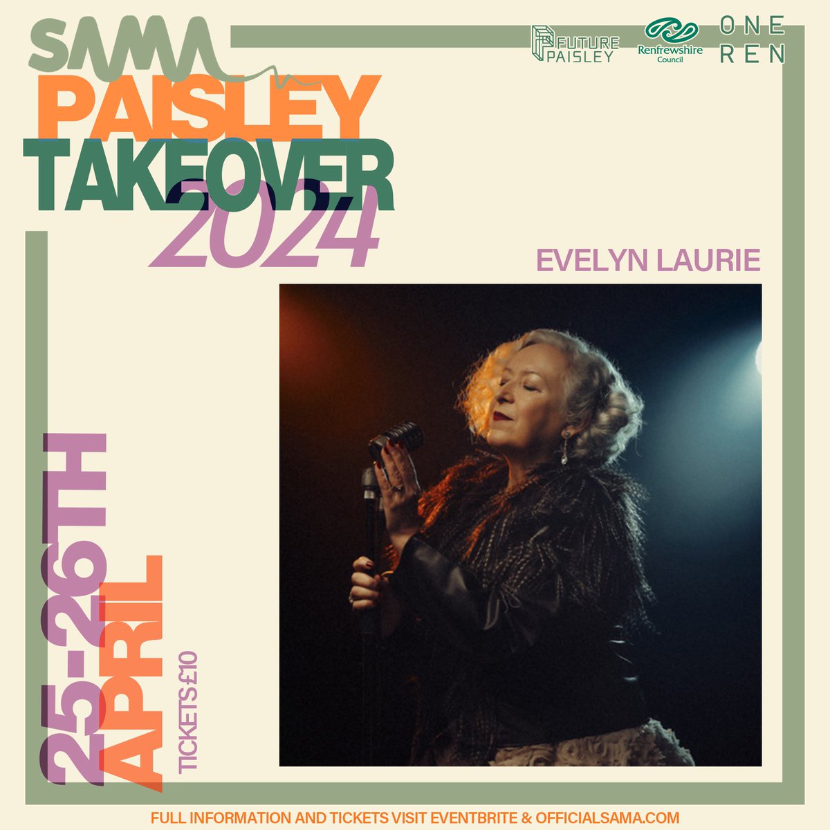 SAMA Paisley Takeover Artist Spotlight: Evelyn Laurie Known for her transcendent vocals and contemporary jazz stylings, Evelyn, who hails from Paisley, Scotland, has been delighting audiences with her distinctive approach to well- known standards…. 1/4
