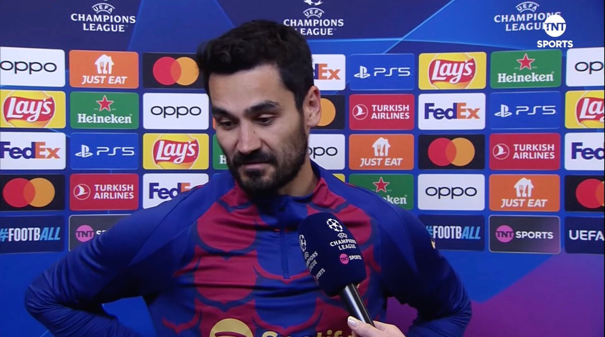 BarcaTimes's tweet photo. Some quotes from Barca players after the game:

🎙️| Gündogan: “Everything was in our hands and we just gave it away. After Araujo’s red card, it is very difficult to stay with 10 players at these levels. We are very disappointed.” 

🎙️| Ter Stegen: “We are very disappointed because we were very close to the semi-finals. Even with 10 players, the team gave everything on the field. It bothered me that they didn’t check the foul on Gundgan in VAR.”

🎙️| Frenkie: “We had an important advantage. Playing with 10 for so long makes you suffer. We tried. We’re disappointed, but we’re already focused on El Clasico.”

🎙️| Kounde: “It’s not about deserving it or not, it comes down to details. We produced a great performance in the first leg, a wonderful victory. We started well this evening, but we win and lose as a team. Playing 10 against 11 for 70 minutes against a side of this calibre, with the players and the team that they have, is difficult.”

#fcblive