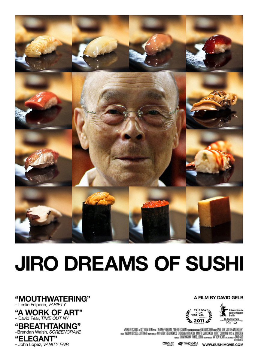 “Jiro dreams of sushi” is an absolutely incredible movie about relentless self-improvement and love for your chosen profession.