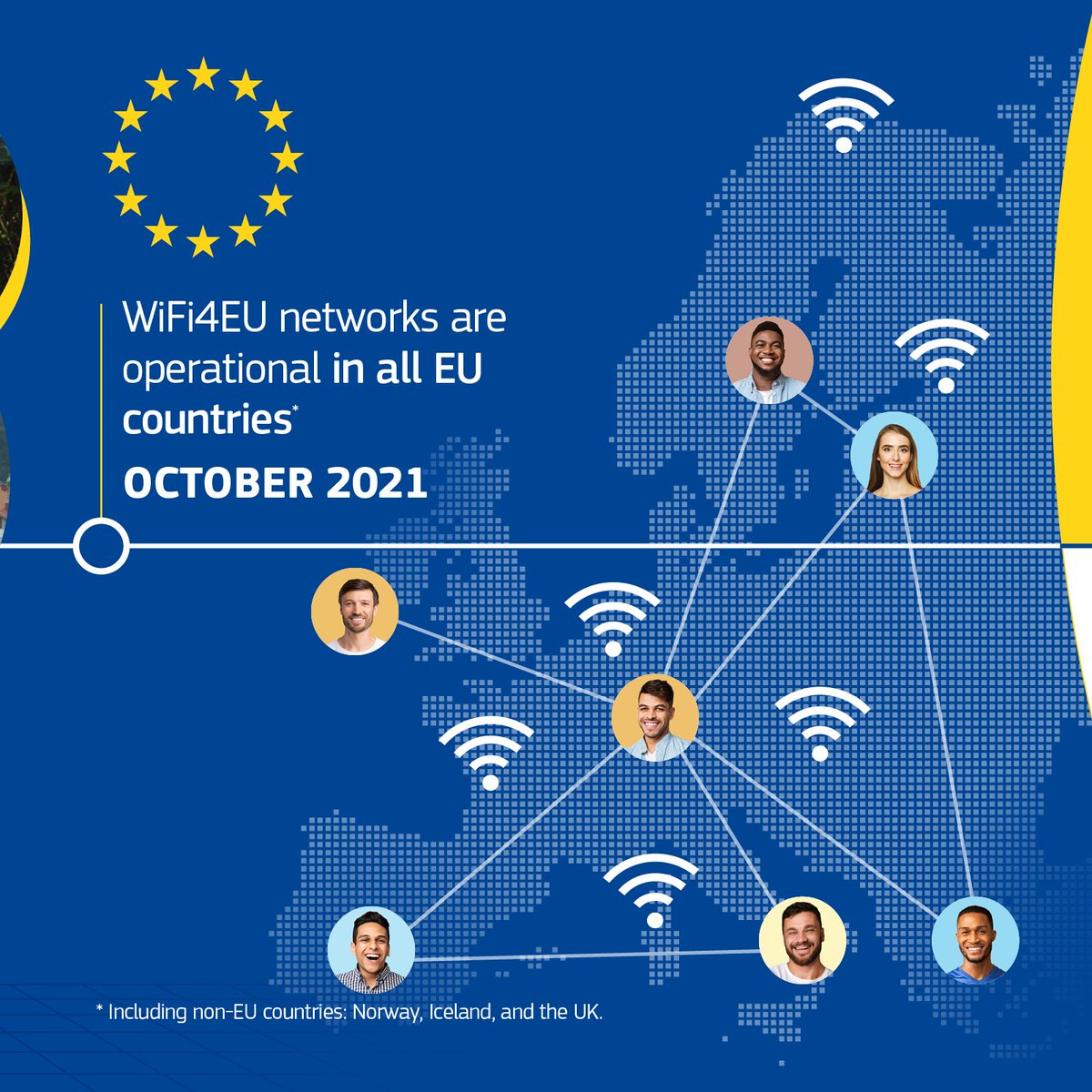 EU_HaDEA's tweet photo. 🎉#HaDEA celebrates #10YearsofCEF by putting the spotlight on #WiFi4EU, funded by #CEFTelecom programme 🇪🇺

#WiFi4EU provides free access to Wi-FI connectivity in many municipalities all around Europe by installing hotspots in public spaces 👏

#EUfunded #HighlightoftheMonth