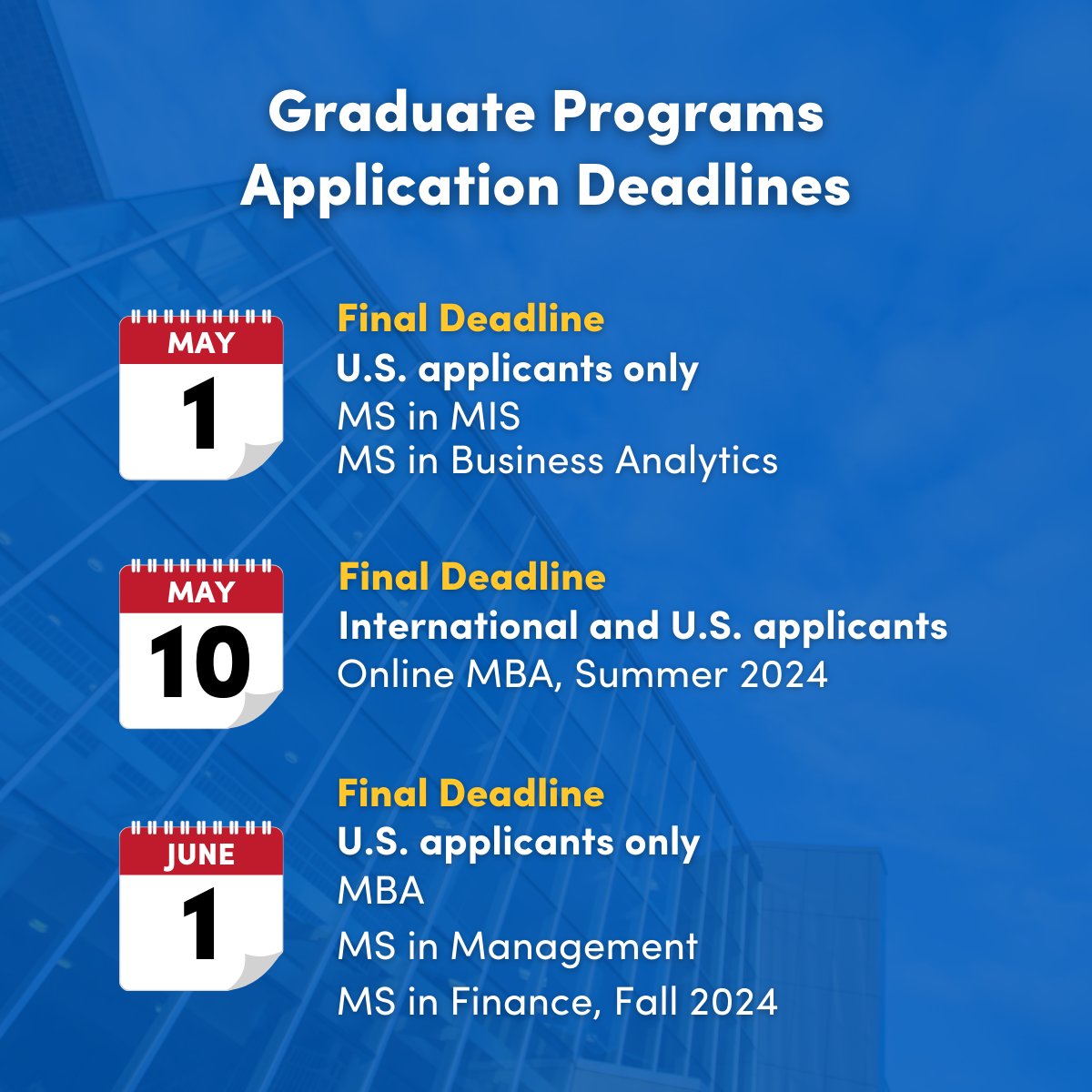 Mark your calendars! Start your application process today - ms.spr.ly/6012crp1K.
#UBMgt #AdmissionsDeadlines #GradSchool