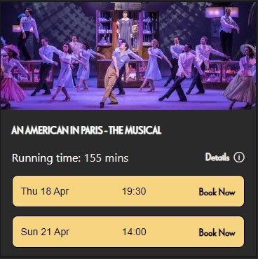 If you are planning on coming to watch ‘An American in Paris’ tomorrow, we would like to encourage you to arrive in plenty of time. This is to ensure that we can process all tickets, provide any snacks should you like them, and get you sat down and ready for 19:30. 😀