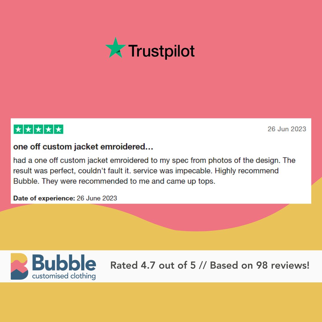 Celebrating a 5-Star Review!! We are elated to share this glowing review highlighting our customisable embroidered jackets. Your recommendation warms our hearts, and exceeding your expectations is what we strive for. Thank you for trusting us to enhance your style! 🎉