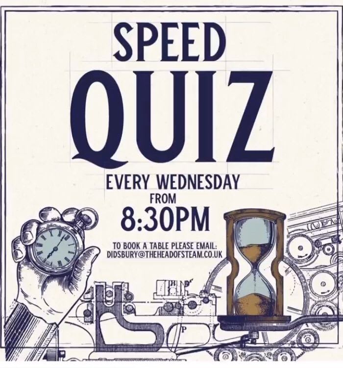 Time to get your thinking caps on. 🙂
Quiz Night - 8.30pm Every Wednesday

we have food, booze and an excellent quiz lined up for you guys.

#speedquiz #quiz #pubquiz #didsburypubquiz #dogfriendly #pubfood #cocktails #camerons #beavertown #yeastieboys #shindigger #beerlovers