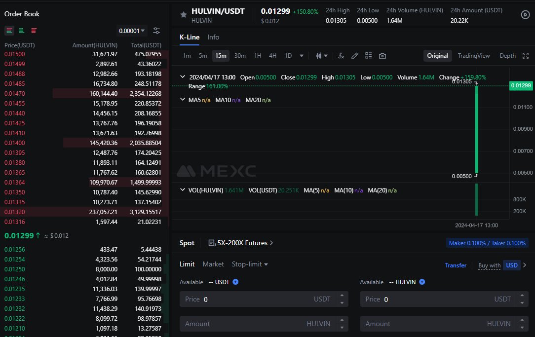 $HULVIN/USDT pair is now live on MEXC Trade now: mexc.com/exchange/HULVI…