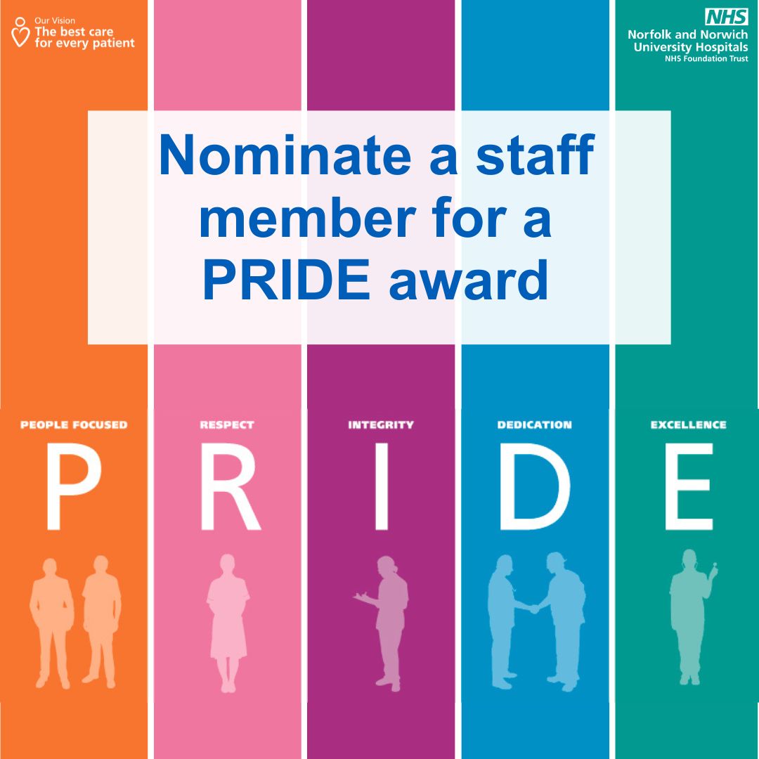 Has a member of NNUH staff showed an exceptional level of care to you or your family? Let them know and help us recognise their amazing work by nominating them for a PRIDE award! Nominate them by filling out the form on our website: nnuh.nhs.uk/.../nominate-s…