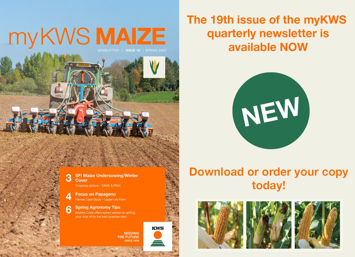 ⭐OUT NOW⭐ In the spring issue of the myKWS Maize Newsletter, you'll find: 🚜SFI Maize Undersowing/Winter Cover Crops 🌽Focus on Papageno 🌱Spring Agronomy Tips Download yours now 👉 ​ow.ly/rnxx50Re2um
