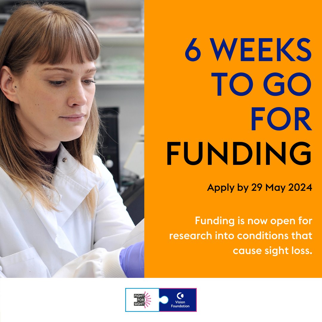 The application window is now open for project grant #funding! If you are looking for funding for #research into #EyeConditions that cause sight loss and are at a UK institution, we want to help! ⏰The deadline for applications is 29 May. Learn more🔗 ow.ly/apjY50RfZUi