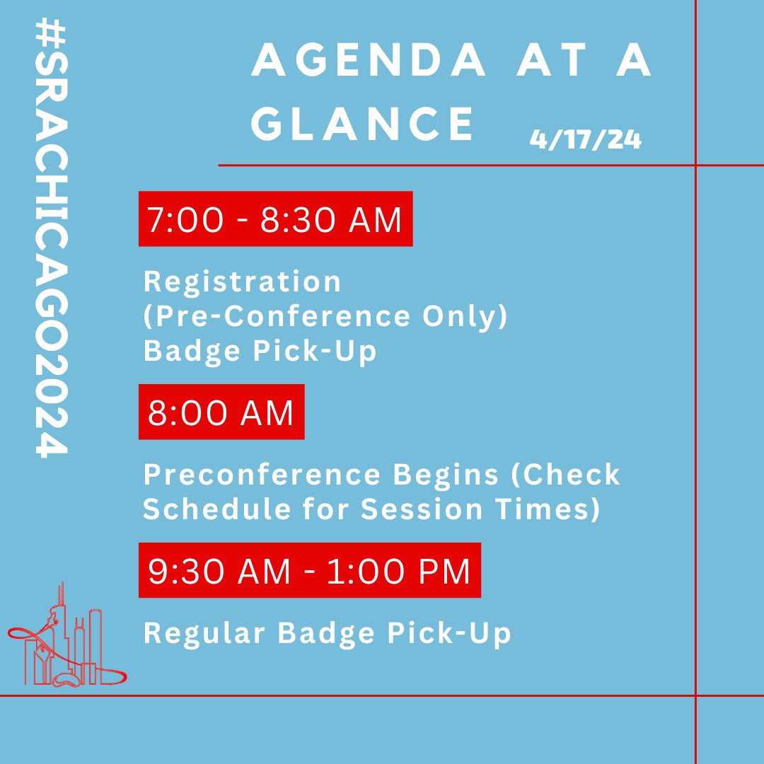Check out today's 'Agenda at a Glance'! #SRACHICAGO2024 bit.ly/3xqaXVa