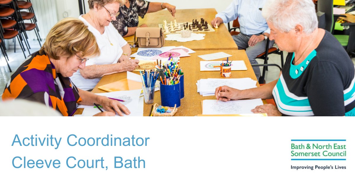 We are looking for an activity coordinator to join our team at Cleeve Court in Bath! Find out more at ow.ly/wRQk50RhhhH #activitycoordinator #care #carejobs #Bath #Bathjobs