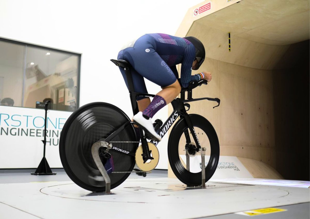 If you're interested in data, and would like to know the #biggains you could find with us at the wind tunnel, make sure to check out @alexdowsett 's latest Wind Tunnel test series on YouTube! 📸: Alex Dowsett. #SSEHub #aerodynamics #windtunnel #alexdowsett #cycling #gains