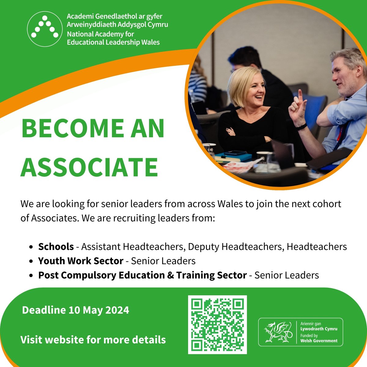 The #LeadershipAcademy are now welcoming applications from senior leaders from across Wales working in schools, the Youth Work sector and PCET to form the next Cohort of Associates. For more information, visit ow.ly/VIr350RabRA Deadline: 10 May @WG_Education