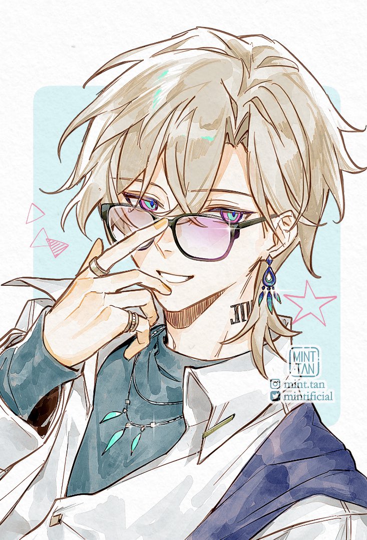 i wanted to say megane aventurine but he is already kinda megane from the start so 😂 just casual outfit aven!! #HonkaiStarRail #aventurine