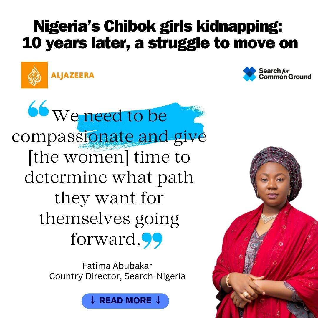 Our Country Director, Fatima Madaki Abubakar was recently featured on @AlJazeera in the report on #Chibokgirls kidnapping. She provided context & elaborated on the plights of the women returnees previously held by BH fighters. aljazeera.com/features/2024/…