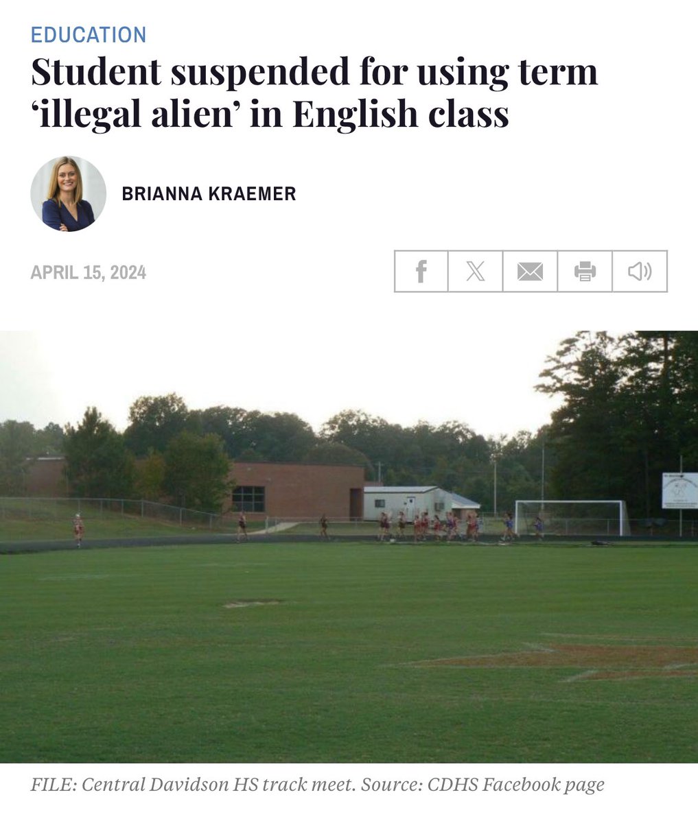 @DangItPeople1 @WRAL @WITN @abc11 @MicheleMorrowNC @Mashburn4NC But a White 16-year-old student at Central Davidson High School gets suspended for using the term 'illegal alien' in a question.