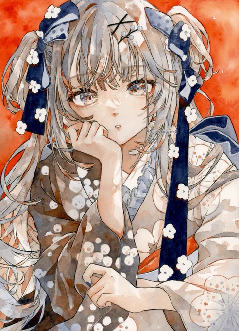 アナログ2色塗り* Hand painted 2-color painting 