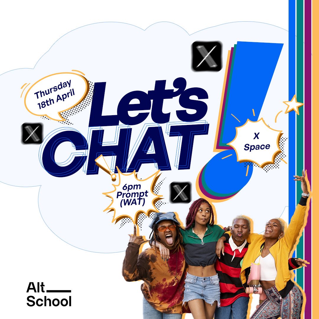 We had a great time the last time we had a chat and we’re doing this again because you asked 😉 . Join us again this Thursday where we'll be talking about all the courses offered at AltSchool Africa! We want you to expect an interactive session packed with all you need to