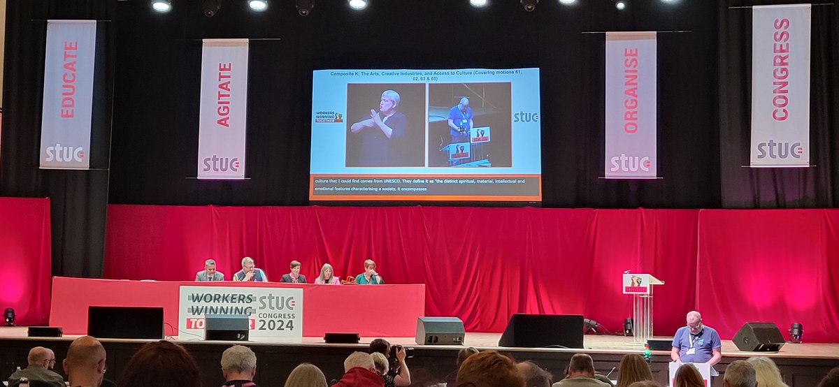 BectuSFB's tweet photo. @UnionTyke  moving composite k, "the arts, creative industries and access to culture" #stuc24 @bectu  @ProspectUnion @EquityUK https://t.co/Klwz7HVqr3