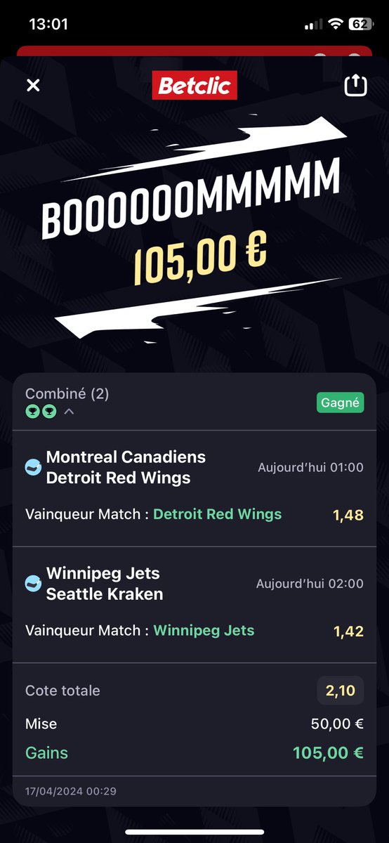 RouteJean's tweet photo. @APMBetting Detroit nous as fait peur 😮‍💨 https://t.co/QH3b3LKVKL