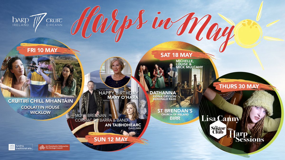 🎶Harps in May 2024 🎶 Announcing our May harp concert series featuring Aisling Ennis, Moya Brennan & Cormac de Barra, Lisa Canny, the Mulcahy Family and more 😀 Join us in Birr, Galway, Dublin or Wicklow for a feast of Irish harping 🎶 Book now: harpireland.ie