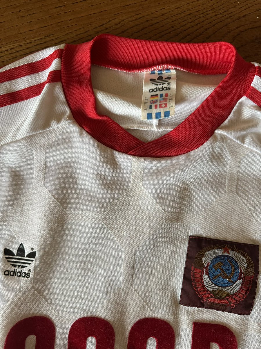 mark_spillane's tweet photo. @radiodotun hello, Soviet shirt from #Euro88 attached. Long story how I got my hands on one. @BrazilShirtPod https://t.co/Qf5ak02ri1