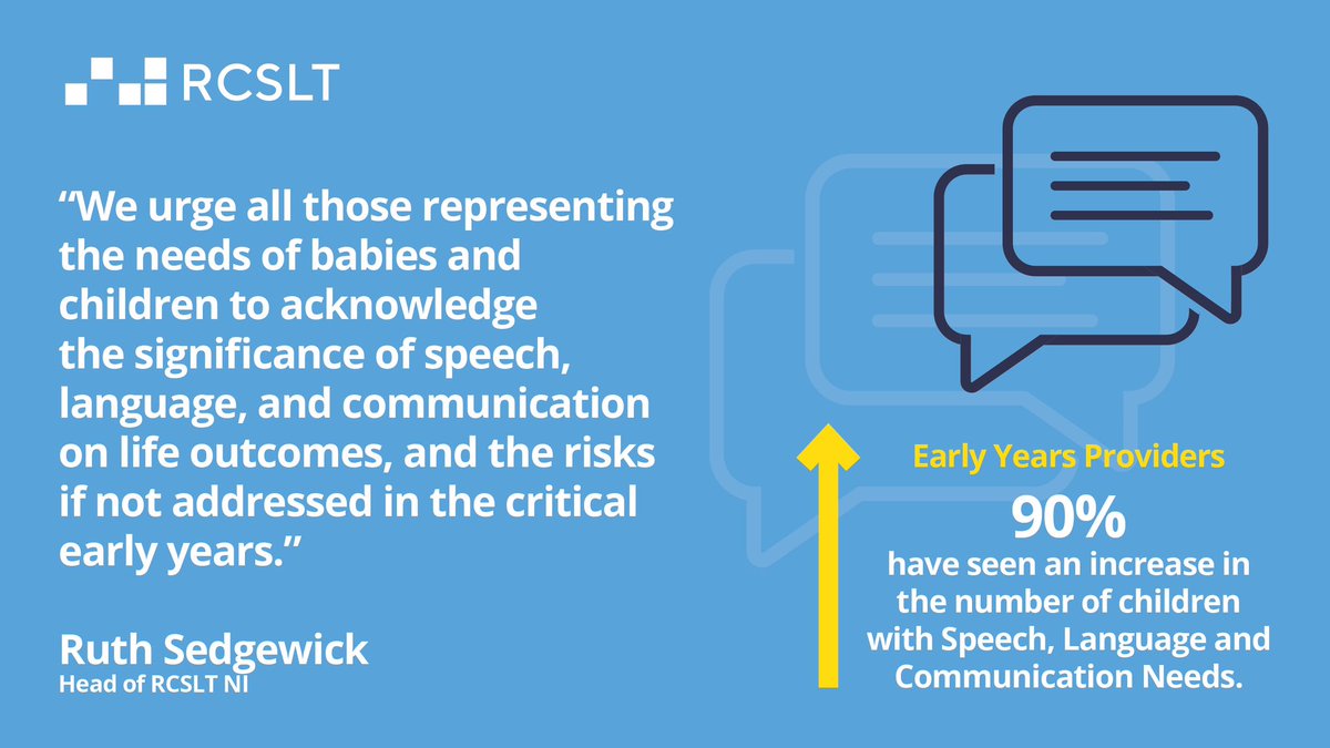 RCSLTNI's tweet photo. Speech and language therapy is not a luxury: it’s about communication,  a basic, fundamental human right.  

Our report launched today highlights the risks to children of not getting this in shape without delay. 

Read it here 👇🏼
https://t.co/L2kfcmXM5X https://t.co/ff9xxH9lAZ
